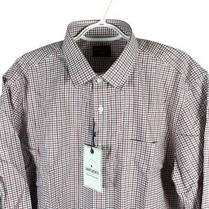 NEW UNTUCKit Mens Monello Wrinkle Free Shirt 3XLT Regular Red Blue Check Cotton